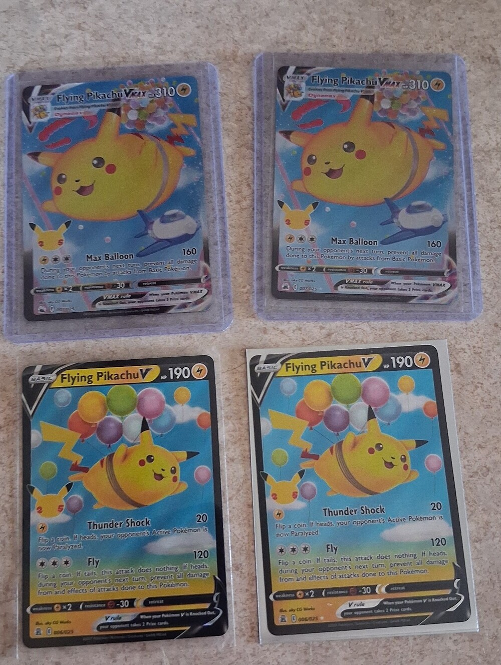 Pikachu V & VMAX Pokémon Card Lot — Yellow
